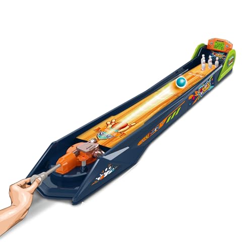 Bowling Game — Electronic Tabletop Arcade Game with LCD Auto Scoring, Lights & Sound, Spring-Loaded Launcher & 1-2 Player Modes — Mini Bowling Set for Kids - style: Bowling
