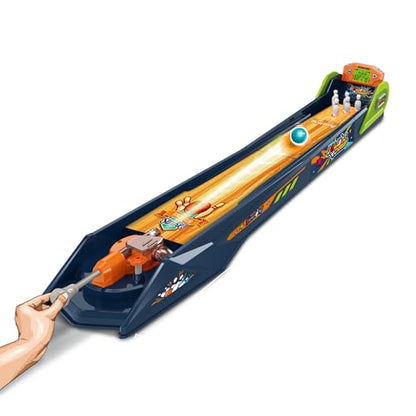 Bowling Game — Electronic Tabletop Arcade Game with LCD Auto Scoring, Lights & Sound, Spring-Loaded Launcher & 1-2 Player Modes — Mini Bowling Set for Kids - style: Bowling