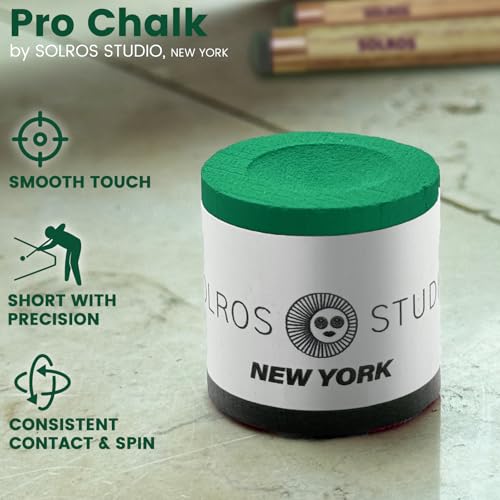 SOLROS Billiards Cue Chalk - High Performance Pure Round Pro Chalk | Color：Blue，3PCS，Low Dust & Long Lasting，Ready to Usez，Smooth Control，for Any Venue - color: Green
