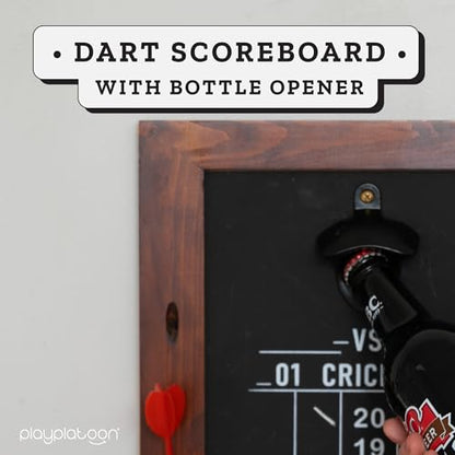 Play Platoon Dart Scoreboard & Darts Holder Wall Mount - Wood Score Board, Professional Darts Accessories, Dart Holder - size: 16 x 11 inch, style: Chalkboard