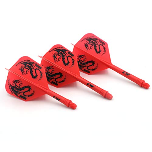 CUESOUL 3 Sets Integrated Dart Shaft and Flights,Dart Shaft Length 21mm/28mm/33mm - color: Shaft Length 21mm+28mm+33mm-Big Wing Shape-Red Dragon