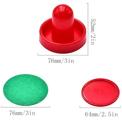 2 Red Air Hockey Pushers and 2 Red Pucks, Mini Air Hockey Pushers and Air Hockey Pucks Great Goal Handles Pushers Goal Handles Paddles Replacement Accessories (76mm)