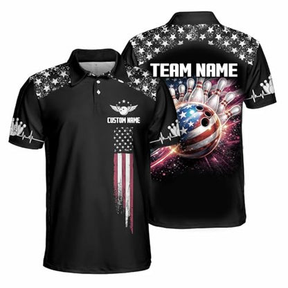 GABITA Personalized Bowling Jerseys for Men, Custom Bowling Polo Shirt, Bowling Shirts Gift for Bowler Team Player - color: A50