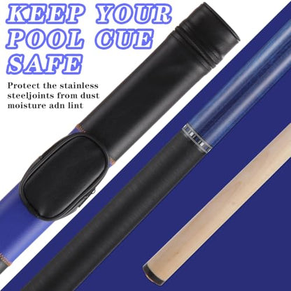 Canadian Maple Pool Cue Stick Set, 58 inch 18oz 19oz 20oz 21oz Billiard House Bar Pool Stick, 12.5mm Tip Billiard Cue for Beginner, Commercial and Home Entertainment - color: 12.5mm Blue with case
