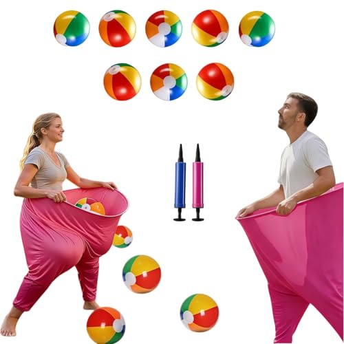 Granny Pants Yard Game Set, Oversized Giant Pants Outdoor Party Game with Bouncy Balls & Air Pump, Ultimate Backyard Games for Family Reunion, Carnival & Friends Gathering - color: Pink- 2 pcs