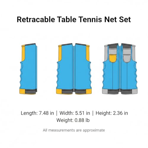 Retractable Table Tennis Net Set, Portable Clip-On Ping Pong Net for Flat Surfaces, Tool-Free Setup with Durable PP Construction - color: Yellow