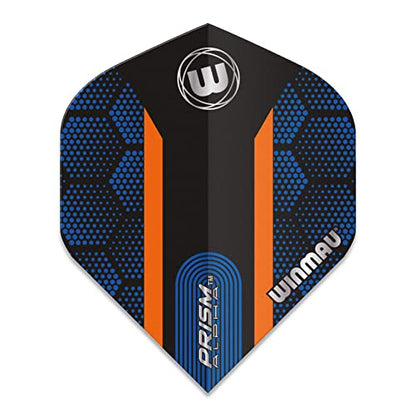 Winmau Prism Alpha Blue & Orange Hexagon Extra Thick Dart Flights - 1 Set per Pack (3 Flights in Total)