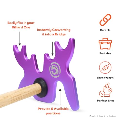 Slip-On Portable Aluminum Moosehead Bridge Cue Rest - color: Purple