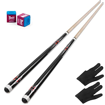 AKLOT 2 Set of Pool Cue Stick Pool Stick 58 inch Billiard Stick Mixed Weight Billiard Cue