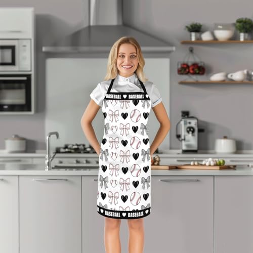 Castle Fairy Cartoon Baseball Kitchen Apron,Bow Knots Waterproof Apron - color: Black White