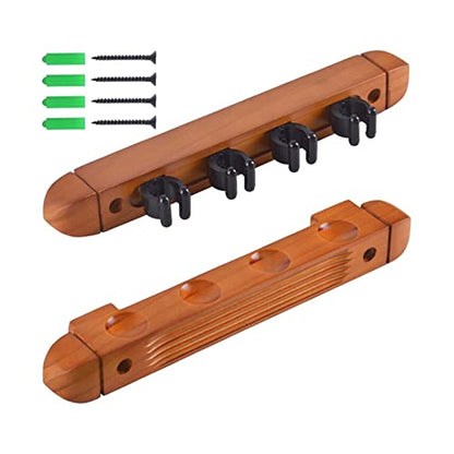 Pool Cue Rack Claw, Billiard Cue Rest, Wooden Storage Stand, Wall Mounted 4 Pool Billiard Rods Holder, Wall Rack with 4 Cue Clips for Game Room - color: Yellow