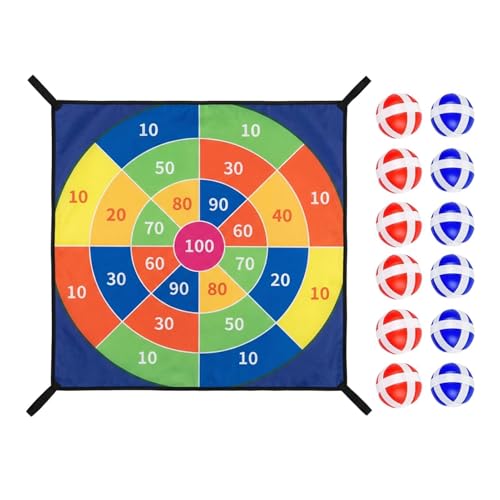 Trampoline Dart Board Game, Sticky Ball Target Toy Set, Trampoline Toss Game Dartboard with 10 Sticky Ball, for Kids Adults Indoor Outdoor Party