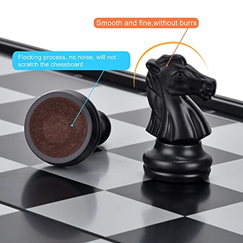 Chess Set with Folding Magnetic Travel Games Board and 2 Extra Queens for Kids and Adults