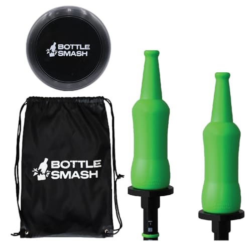 Grip Bottle Smash Disc Toss Game - Outdoor Activity - Indestructible Plastic Bottles