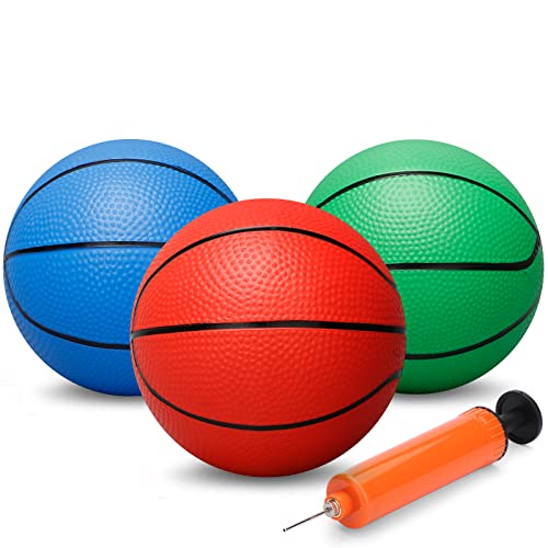6" Mini Basketball Toy for Mini Pool Balls, Small Basketball for Over The Door Hoop, PVC Beach Balls for Kids Toddler Indoor 3 Pack - color: Rainbow