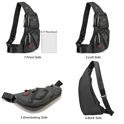 NICGID Sling Bag Chest Shoulder Backpack Crossbody Bags Casual Daypack for Men Women - color: Black
