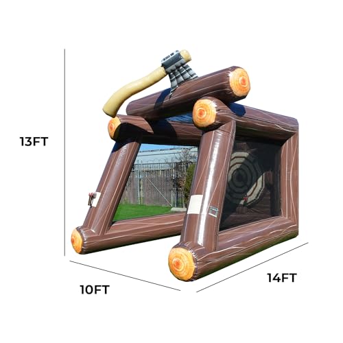 XJUMP 13ft Axe Throwing Inflatable Target Game, Professional Grade 15oz PVC Vinyl with Foam Axes, Toss Game for Kids and Adults, Rental, Birthday, Party Use, Indoor & Outdoor Play