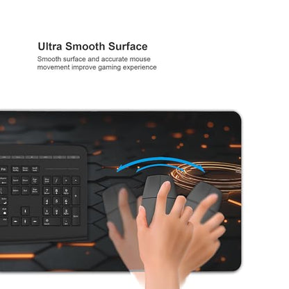 Large Extended Gaming Mouse Pad with Stitched Edges, (35.4X15.7In) Durable Non-Slip Natural Rubber Base, Waterproof Computer Keyboard Pad Mat for Esports Pros/Gamer/Desktop/Office/Home (E) - color: E