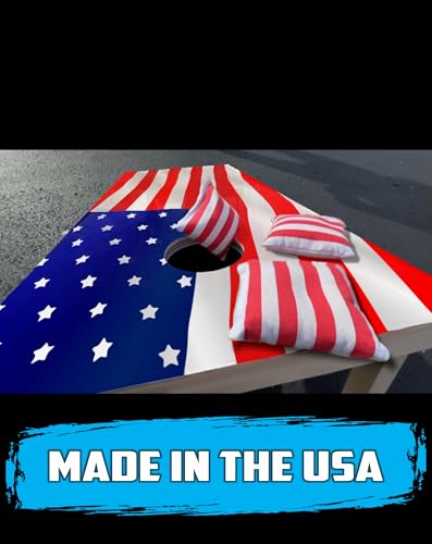 PartyToss Cornhole Boards/Bean Bag Toss Game Set w/Optional LED Lights & Graphics - Choose Your Model - color: USA