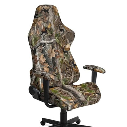 Suobstales Deer Hunting Camo Pattern Ergonomic Office Computer Game Chair Slipcovers with Armrest Cover, Stretchy Polyester Covers for Reclining Racing Gaming Chair - color: Deer Hunting Camo