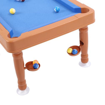 Alomejor Multifunctional Kids Billiard Table, 17.32x9.65 Inch Portable Mini Pool Table with 2 Cue Sticks, Balls, Chalk, Brush, Rack, for Children Family Indoor Game Room Entertainment