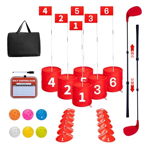 6 Hole Backyard Game Golf for Family and Adults,Portable Golf Course Practice for Yard,Beach,Park, Camping,and Outdoor Fun (2 Adjustable Clubs)