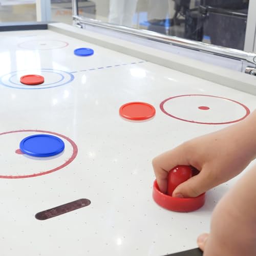 Cosmos 8 Pcs Air Hockey Pucks Compatible with Standard Pushers and Goal, Replacement Air Hockey Accessories for Game Room Table, Assorted Size in 2.5" and 3" in Red and Blue