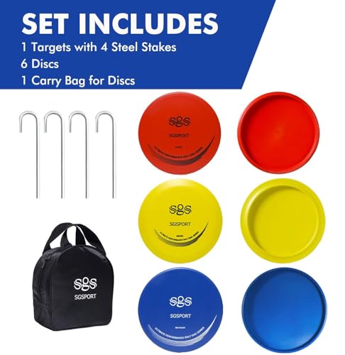 Disc Golf Basket - Portable Disc Golf Target with Heavy Duty 24-Chains Come with 6pcs Disc Golf Discs and Carry Bag, Ground Stake -Suitable for Players of All Levels - Multi Color Available - style: Basic-Blue - 6 Pcs