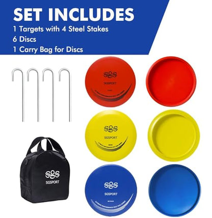 Disc Golf Basket - Portable Disc Golf Target with Heavy Duty 24-Chains Come with 6pcs Disc Golf Discs and Carry Bag, Ground Stake -Suitable for Players of All Levels - Multi Color Available - style: Basic-Black- 6 Pcs