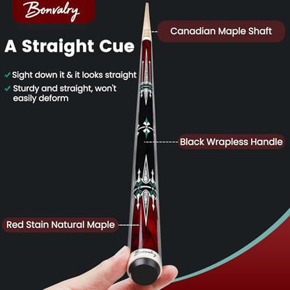 Pool Cue Kit - Stained Maple 58 Inch Pool Stick with Hard Case and Accessories for Billiards Enthusiasts - color: Red, style: 19oz