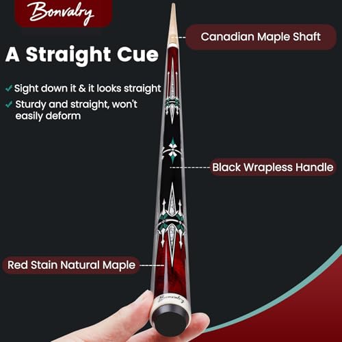 Pool Cue Kit - Stained Maple 58 Inch Pool Stick with Hard Case and Accessories for Billiards Enthusiasts - color: Red, style: 20oz
