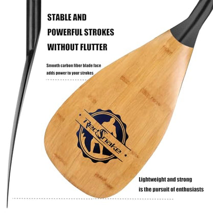 RedSnake Full Carbon Fiber Stand Up Paddleboard Oar, Carbon Fiber Blade with Adjustable 3-Piece Imitation Bamboo SUP Board Paddles Comes with a Backpack