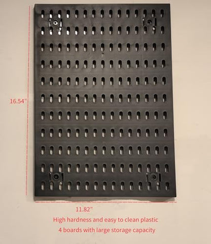 Gaming Pegboard Organizer Wall Mounted 4 Pack - Controller Holder Headset Stand Keyboard Storage - Black Pegboard with 15 Hooks for Gaming Room Setup