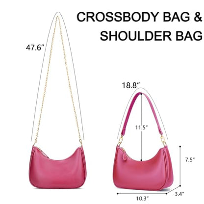 KKXIU Shoulder Bag for Women Cute Hobo Purses and Handbags Retro Clutch Underarm Purse | Cute - color: Rosered