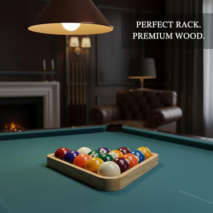 Solid Wood Billiard Triangle Rack for Standard Pool Balls - Durable Wooden Frame for 8-Ball & 9-Ball Games - color: Silver