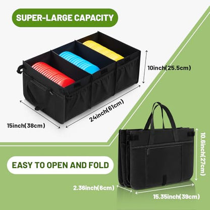 Disc Golf Storage Bag Large Capacity, Each Bag Holds 80 Discs, with Lid and Dividers, Disc Golf Organizer for Professionals, with Handle and Multi Side Pockets - style: 25x15x10inch