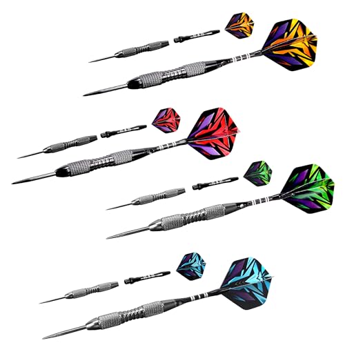 WINSDART Steel Tip Darts 12 Pack Set with Nonslip Iron Barrel Aluminum Dart Shafts and Flights Darts Sharpener an Gift Box - color: Black-Darts-J