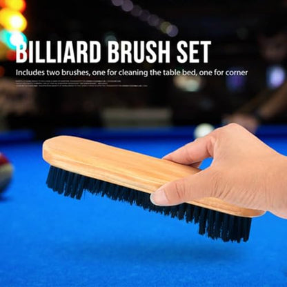 Pool Table Brush for Felt, 2 PCS Pool Table Cloth Brush Cleaner Kit Wooden Billiards Pool Table and Rail Brush Set with Soft Nylon Bristle for Game Rooms