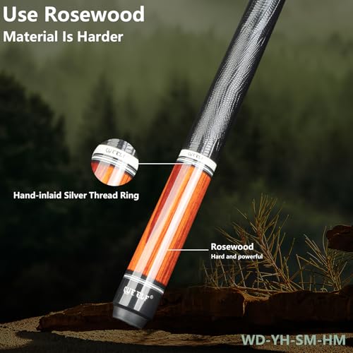 CUEELF Pool Cue Stick Low Deflection Hand-Made Inlay Billiard Cue 58'' Professional Billiard Pool Cue Stick for Adults-12.5mm Tip,3/8 * 8 Joint - color: WD-YH-SM-HM