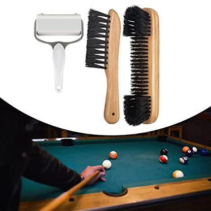 Billiards Table Cleaning Brush Set with Roller and Wooden Handle for Pool Table Maintenance- Brown 3PCS - color: Brown 3PCS