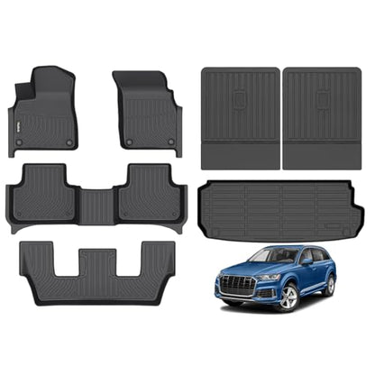 All Weather Floor Mats & Cargo Liner Backrest Mat for Audi Q7 / SQ7 2017-2025 2026 Liners Custom Fit Audi Q7 2017-2025 Waterproof Durable Easy to Clean Accessories SQ7 - style: 25|For Audi Q7/SQ7 | 2017-2026 | Backrest Set