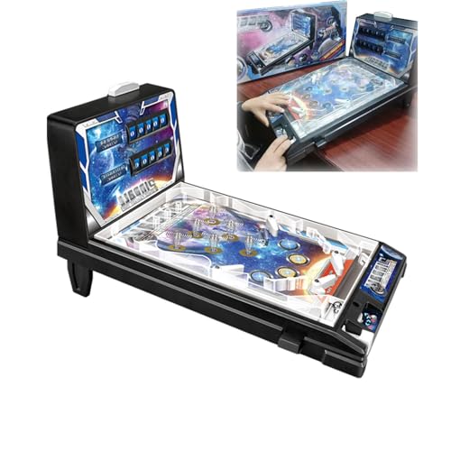 Mini Pinball Machine for Kids, Electronic Tabletop Pinball Toy, Puzzle Pinball Game Favor, Home Arcade with Scoreboard, Light and Sound, Christmas Space Pinball Game