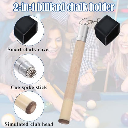 Hariendny 2 in 1 Chalk Holder for Billiards, Portable Pool Cue Chalk Holder, Snooker Pool Cue Tip Shaper, Repair Cue Tip Stick Accessories, Billiard Cue Tip Pricker