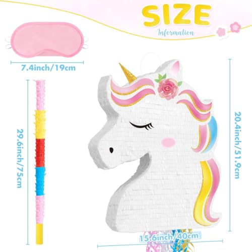 WERNNSAI Ultra Large Unicorn Piñata - Unicorn Party Supplies Piñata Bundle with Blindfold and Bat for Girls Kids Rainbow Unicorn Theme Birthday Party Game Decorations (20.4" x 15.6" x 2.9") - style: Unicorn B-Large 20"x16"