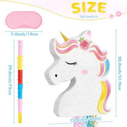 WERNNSAI Ultra Large Unicorn Piñata - Unicorn Party Supplies Piñata Bundle with Blindfold and Bat for Girls Kids Rainbow Unicorn Theme Birthday Party Game Decorations (20.4" x 15.6" x 2.9") - style: Unicorn B-Large 20"x16"