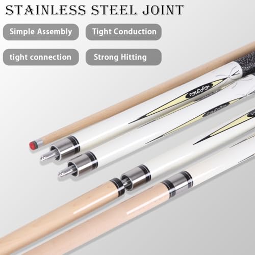 Canadian Maple Pool Cue Sticks (10mm/11.5mm/13mm), 58" 2-Piece Pool Sticks with Low Deflection Shaft,Billiard Sticks for Home, Bar, and Tournament Play - color: only cue10MM