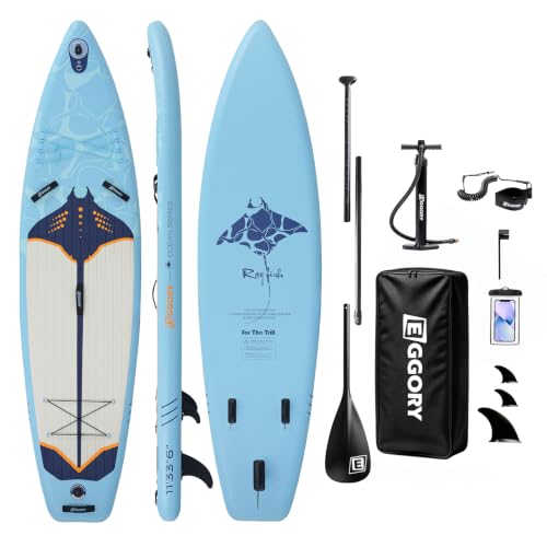 Inflatable Paddle Board,Stand Up Paddle Board Set, Extra Wide SUP Board with Removable Fin, Floating Paddle, Hand Pump, Waterproof Phone Pouch,Traveling Board - color: RY blue