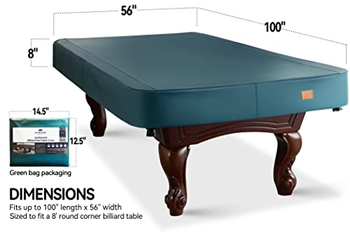 Heavy Duty Leatherette Billiard Pool Table Cover, Waterproof & Tearproof Cover for Pool Table 7/8/9FT (10 Colors Available) (8 Feet/Malachite Green)