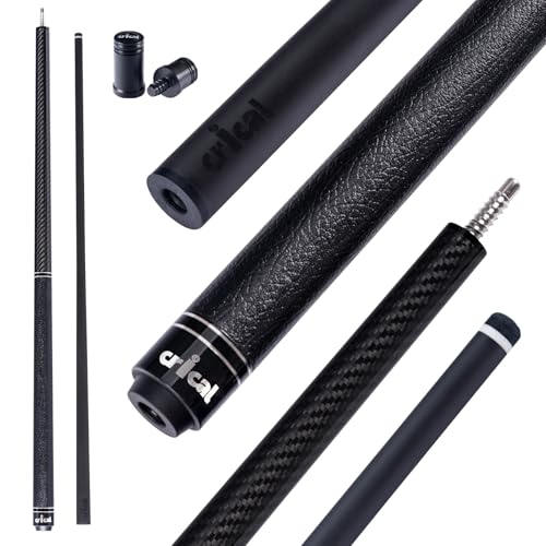 CRICAL Carbon Fiber Pool Cue with Stick Low Deflection Shaft - 58 Inch Billiard Cue Stick with Cowhide Grip & 3K Weave Design, 12.5mm Tip, Fixed Weight (19oz), 3/8x8 Joint – Ideal for Players - color: CL-VP-1