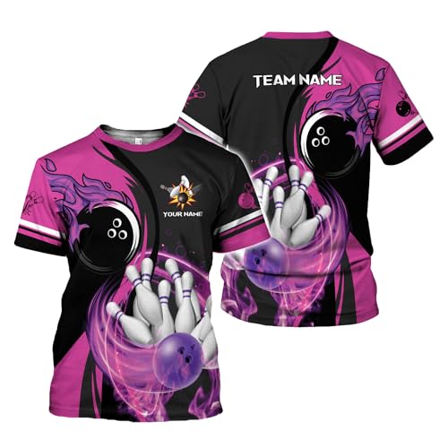 Rivelus Personalized Name Bowling Shirts for Men and Women 3D, Bowling Shirts for Team Bowling, Bowling Shirts Gift - color: Blm32
